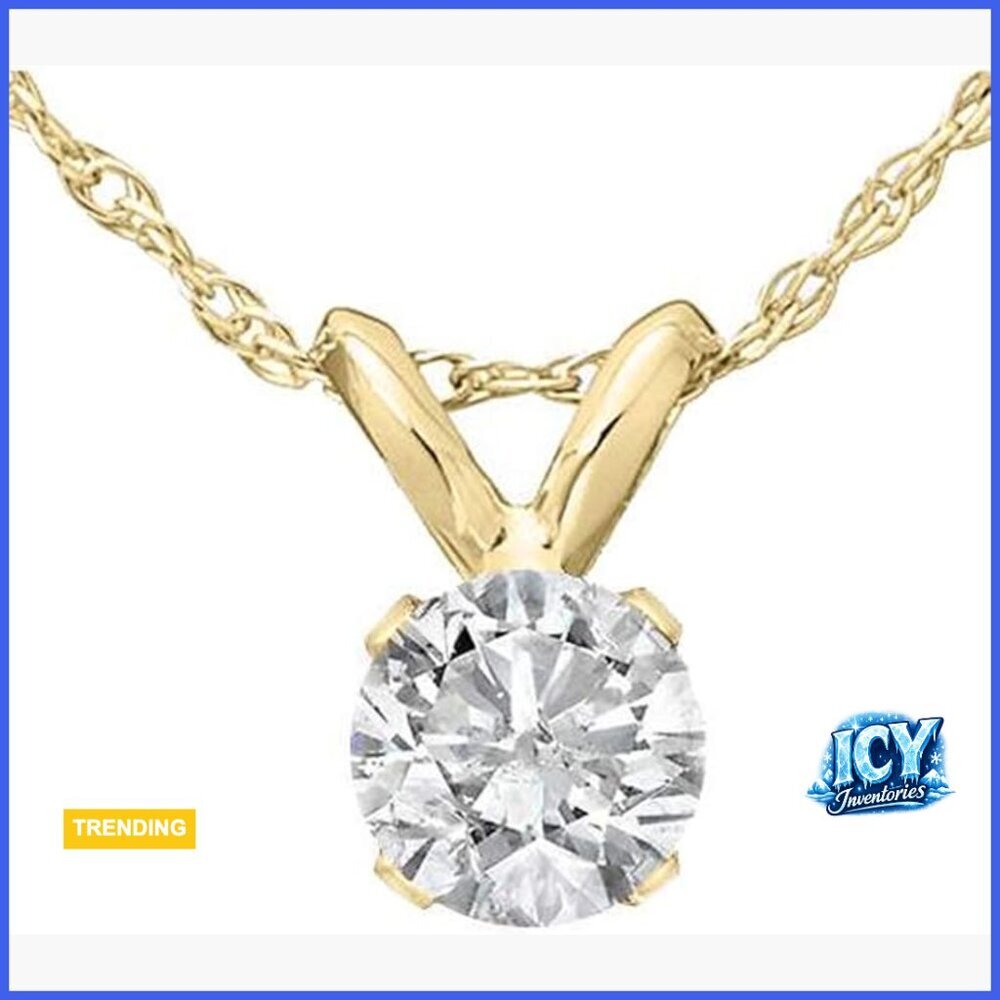 1/3 Ct Diamond Solitaire Pendant Necklace in 14k Gold